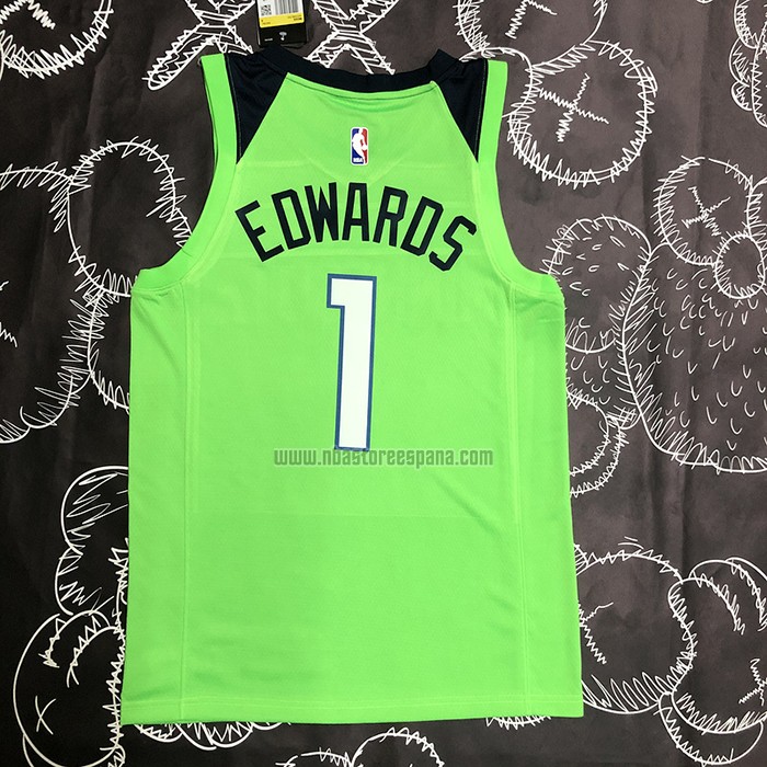 Camiseta Minnesota Timberwolves Anthony Edwards Towns NO 1 Statement 2020-21 Verde